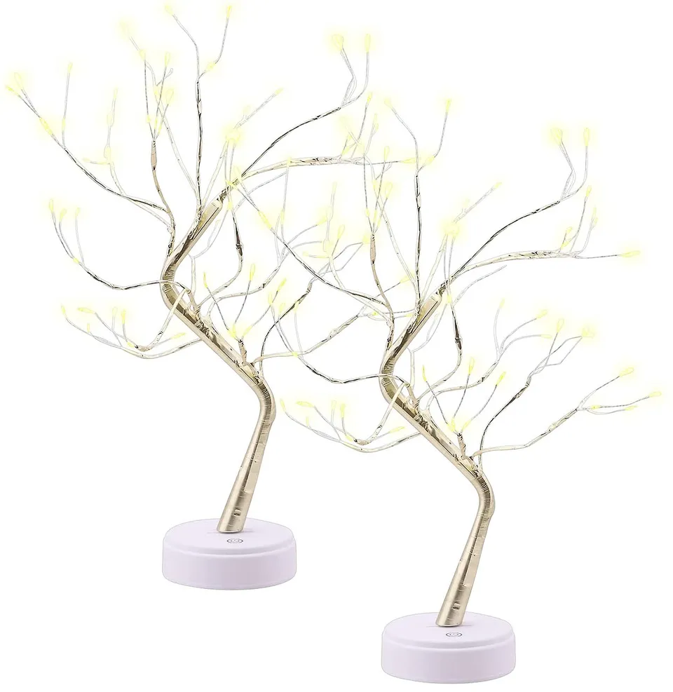 Lunartec Innenbeleuchtung LED-Lichterbäume gold 2er 53 cm