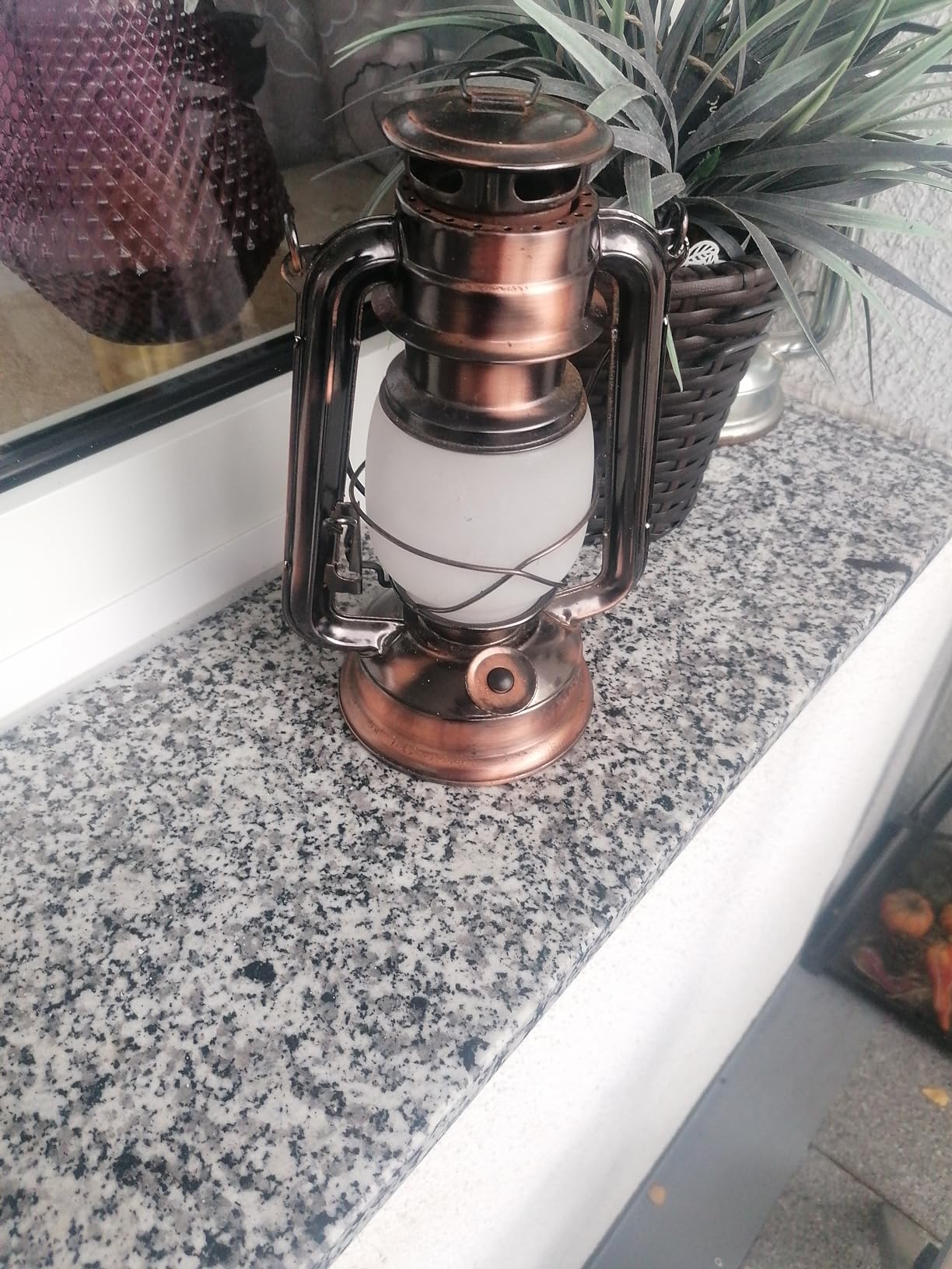 Lunartec Taschenlampen Sturmlaterne 25 cm bronze Flammen-Effekt