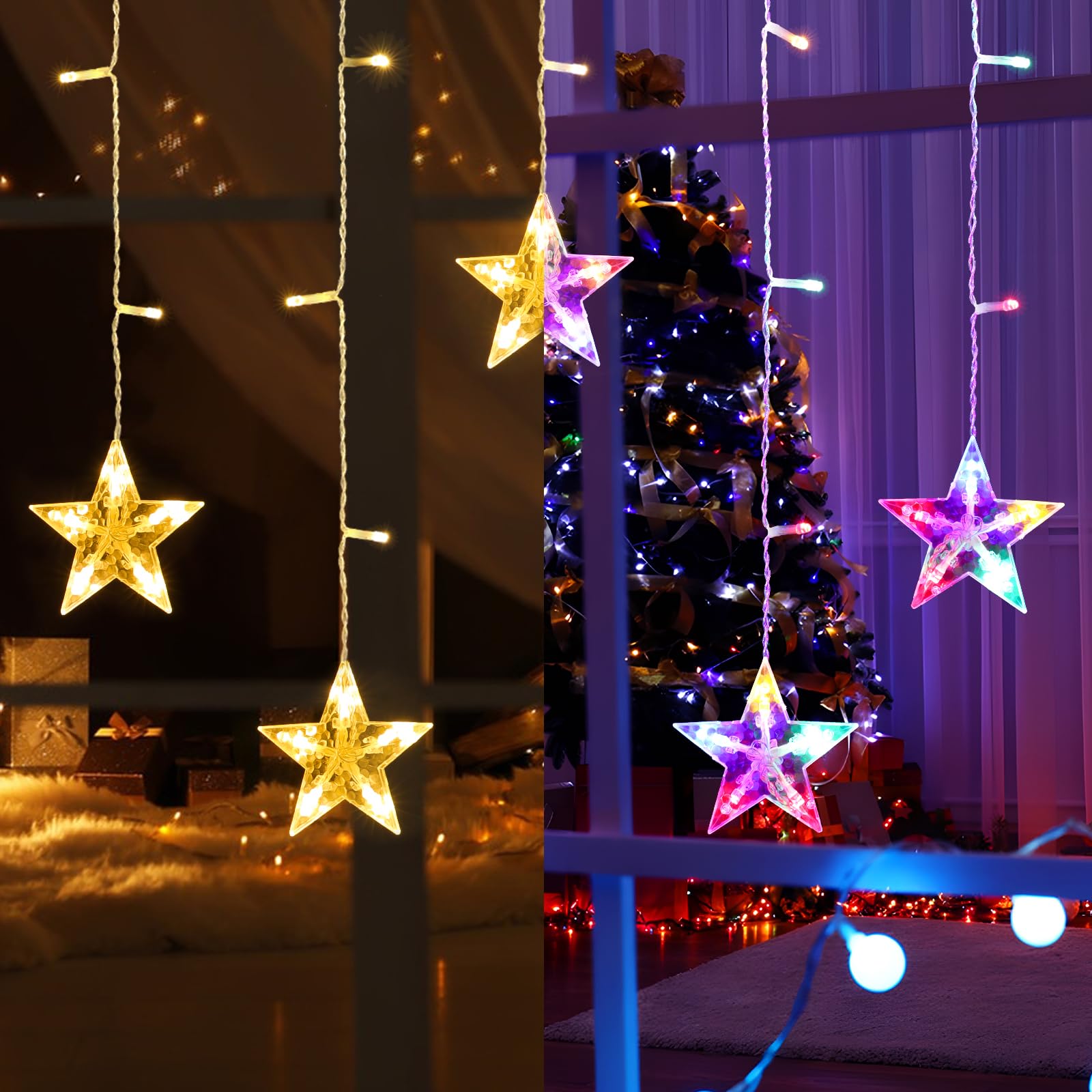 elktry Sterne Lichterkette 36 LED 5 Sterne warmweiß