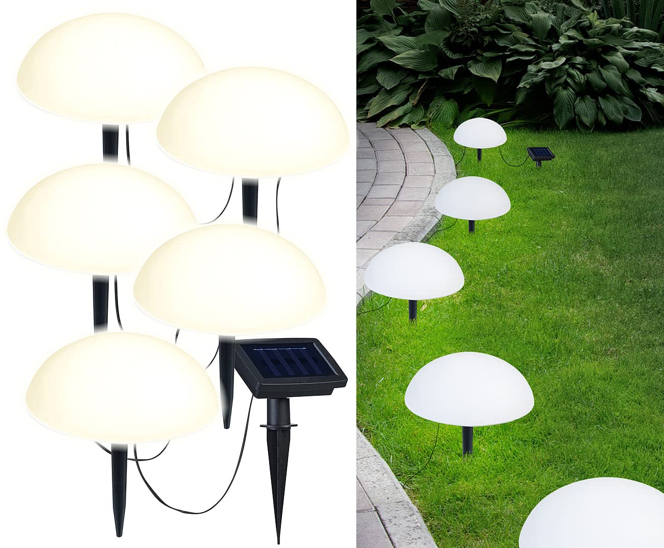 Lunartec Licht-Dekoration Bodenlichterkette Solar 5er warmweiß