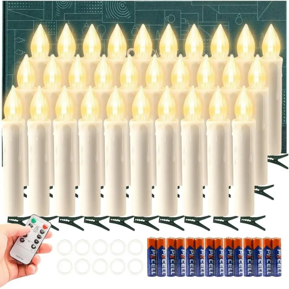 Koopower Candle Lights LED-Kerzen warmweiß 30er-Set mit Timer Batterie