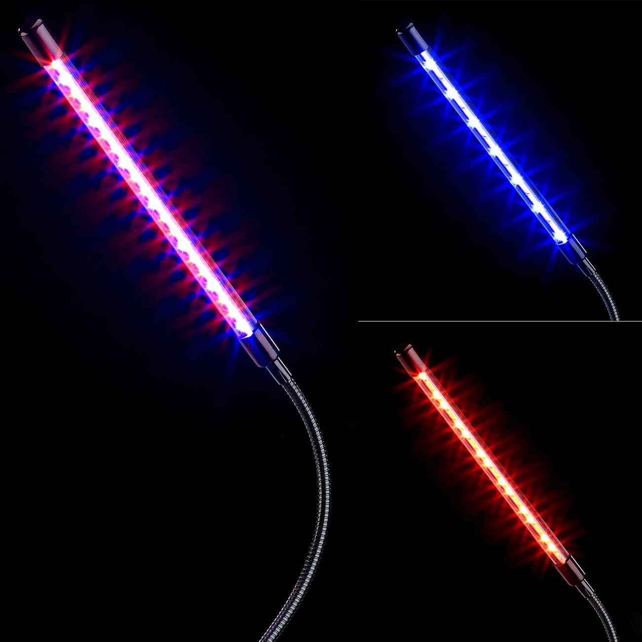 Lunartec Leuchtmittel LED-Pflanzenlampe rot-blau USB dimmbar Clip