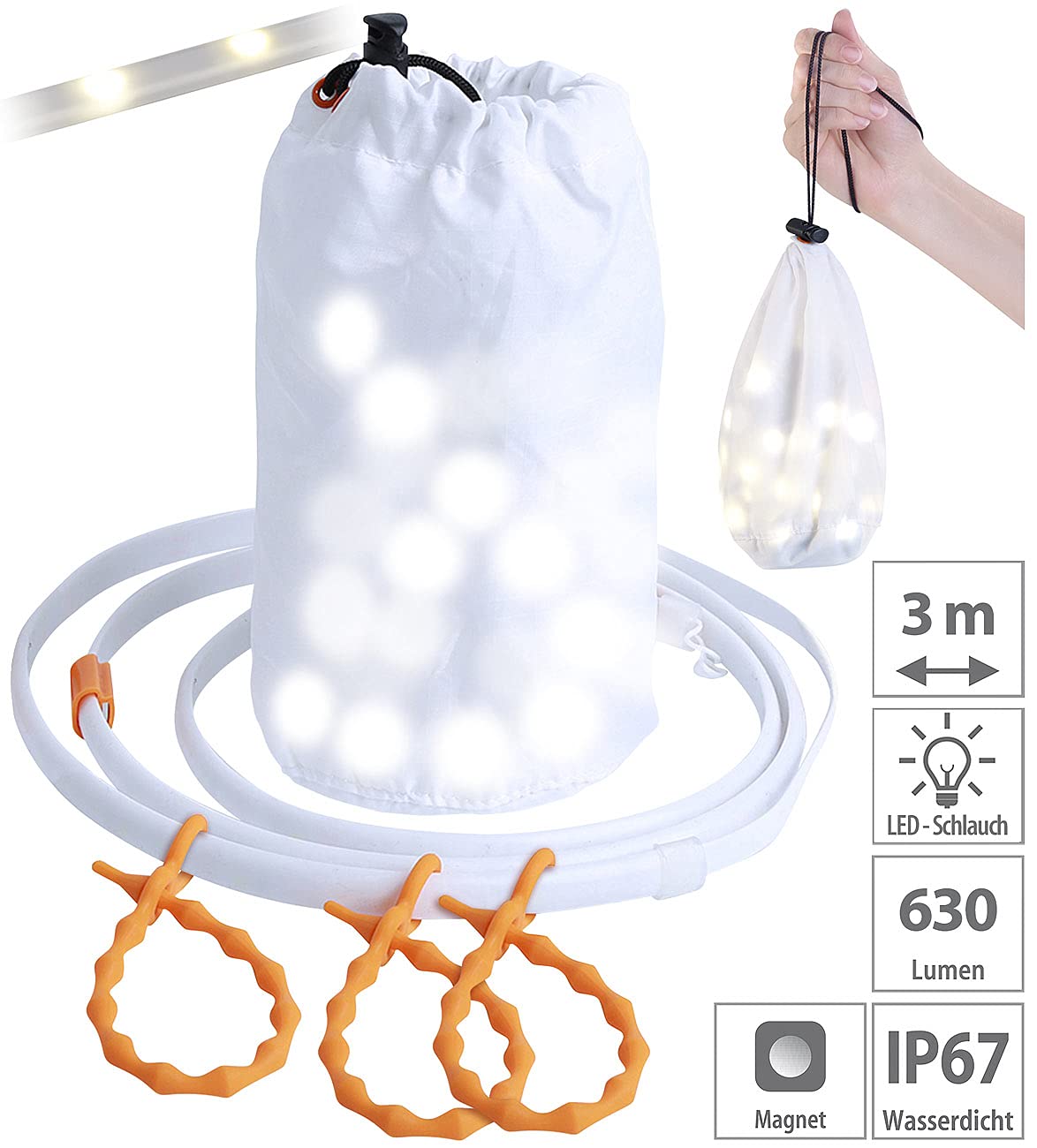 Lunartec Licht-Dekoration Lichtschlauch LED 3 m 90 LEDs USB