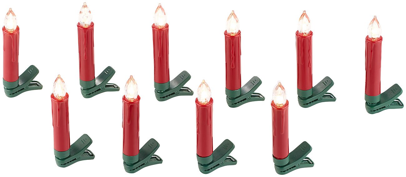 Lunartec Licht-Dekoration 20er LED-Weihnachtsbaumkerzen rot mit Fernbedienung