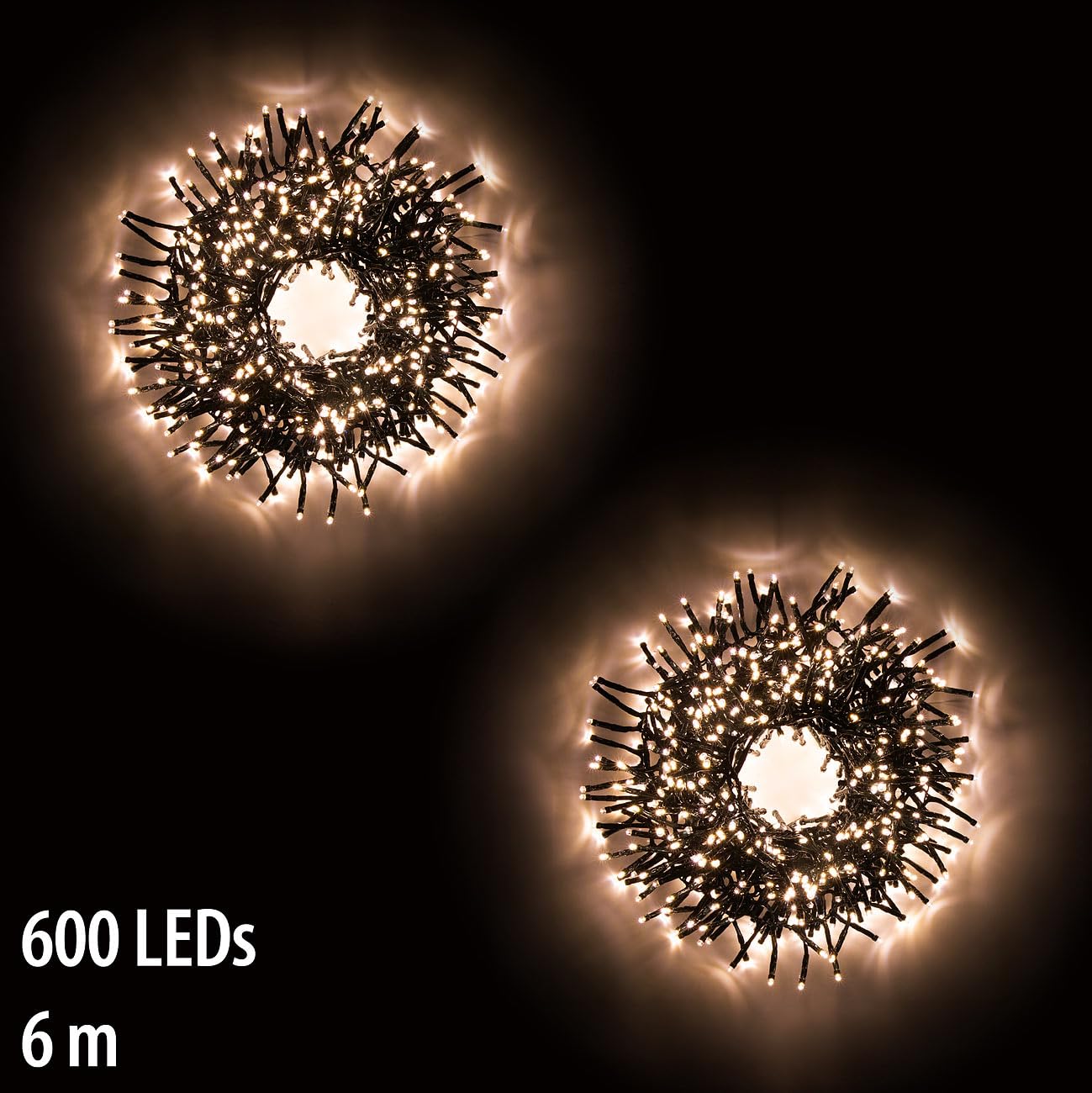 Lunartec Licht-Dekoration LED Büschellichterkette warmweiß 6 m 600 LEDs
