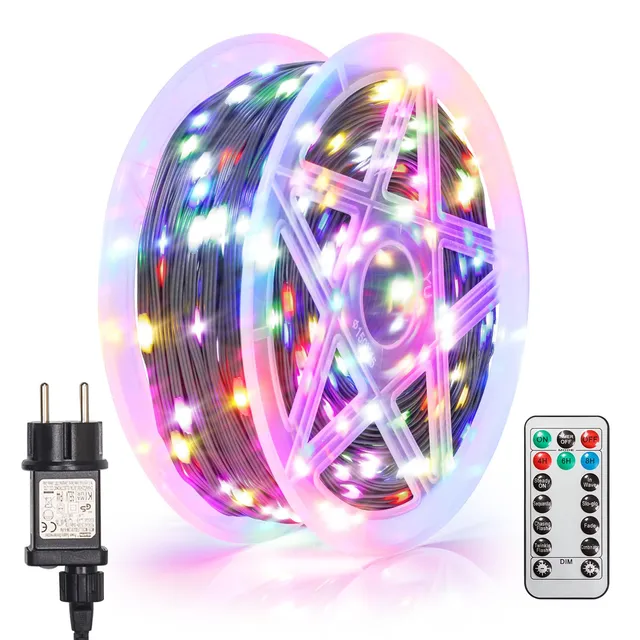 Bxroiu Lichterkette LED Mehrfarbig 60M 600 LEDs mit Timer