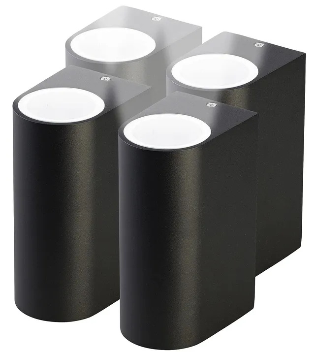 Lunartec Leuchtmittel Up-Down-Wandleuchte 4er-Set GU10 schwarz