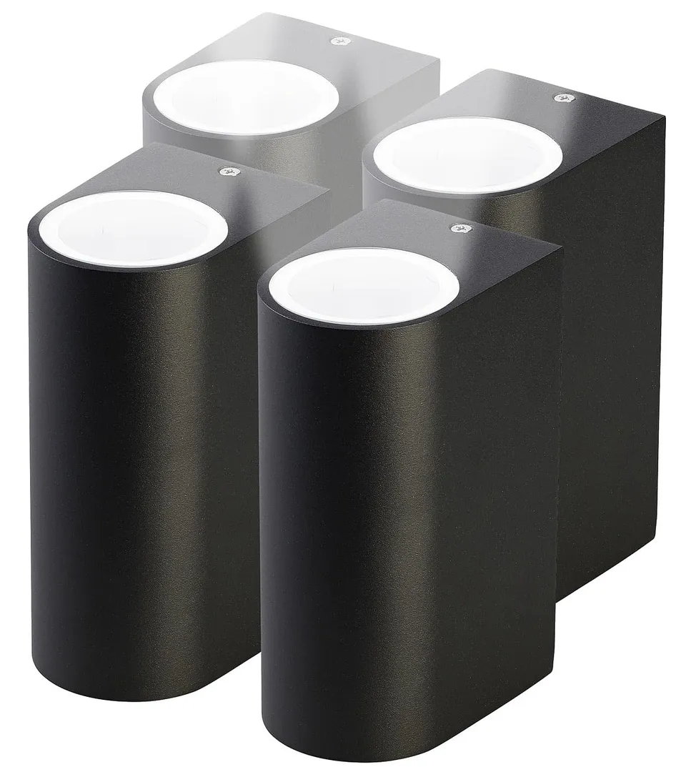 Lunartec Leuchtmittel Up-Down-Wandleuchte 4er-Set GU10 schwarz