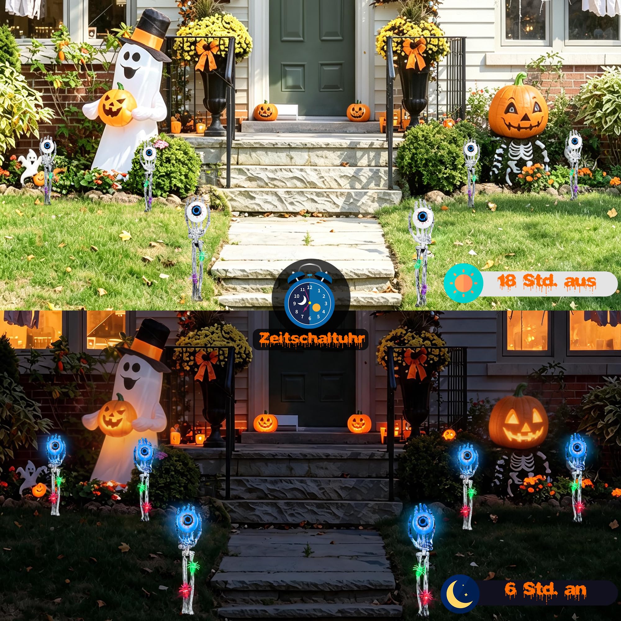 Qedertek Lighting Halloween Skelett-Hände Deko blau 2er-Set