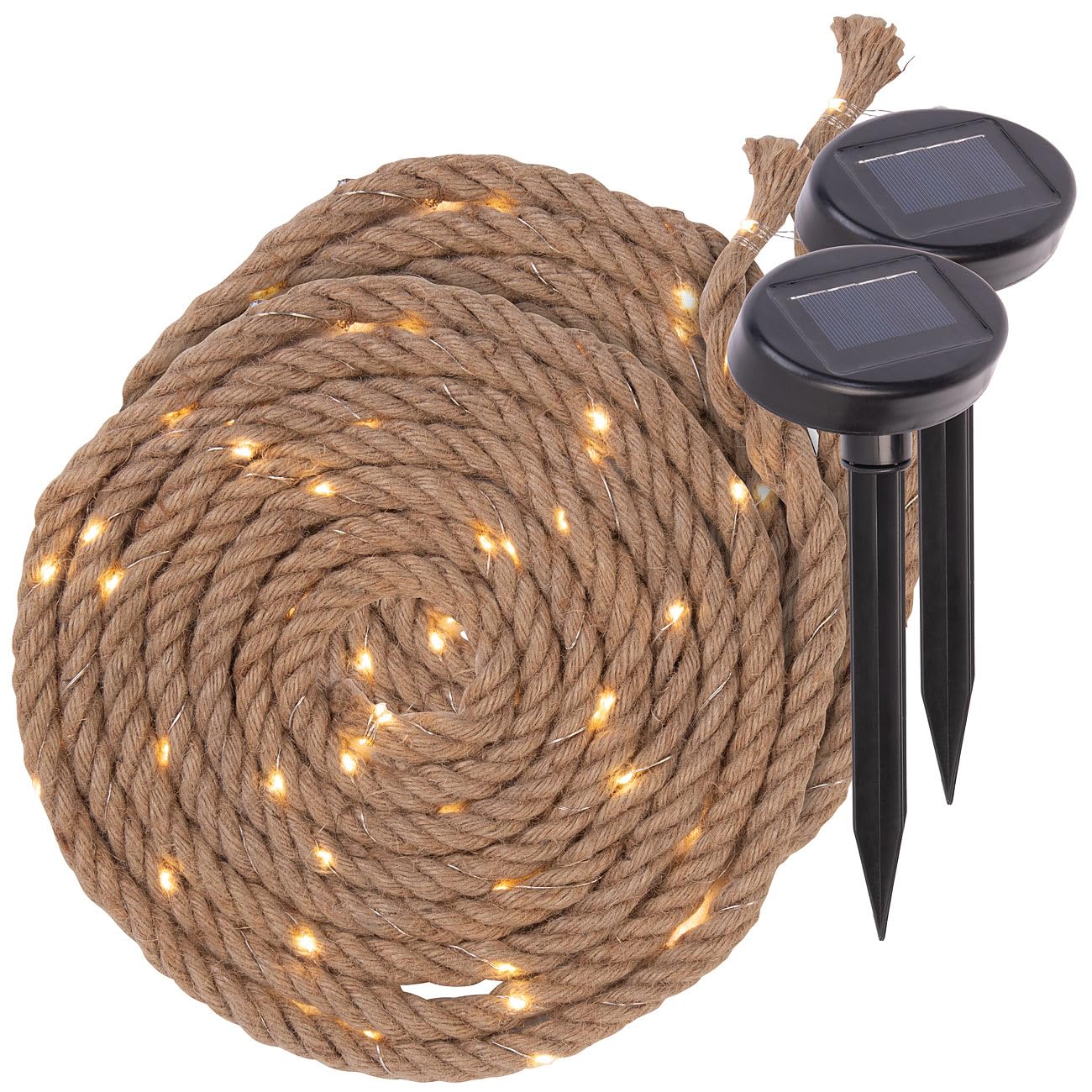 Lunartec Licht-Dekoration Solar-Seil-Lichterkette warmweiß 2m 2er-Set