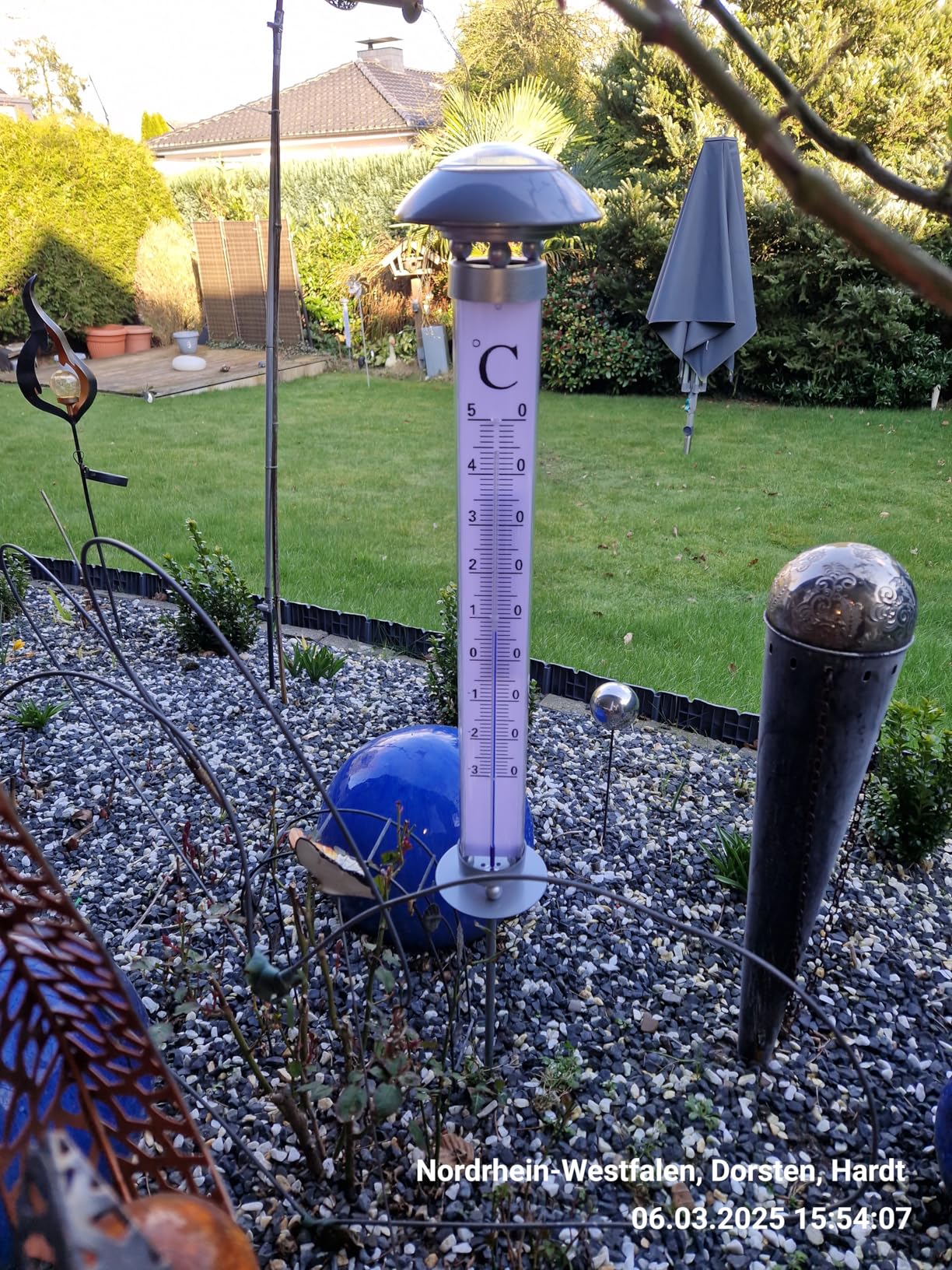 Bonetti Solar Lights Gartenthermometer 112cm kaltweiß mit Erdspieß