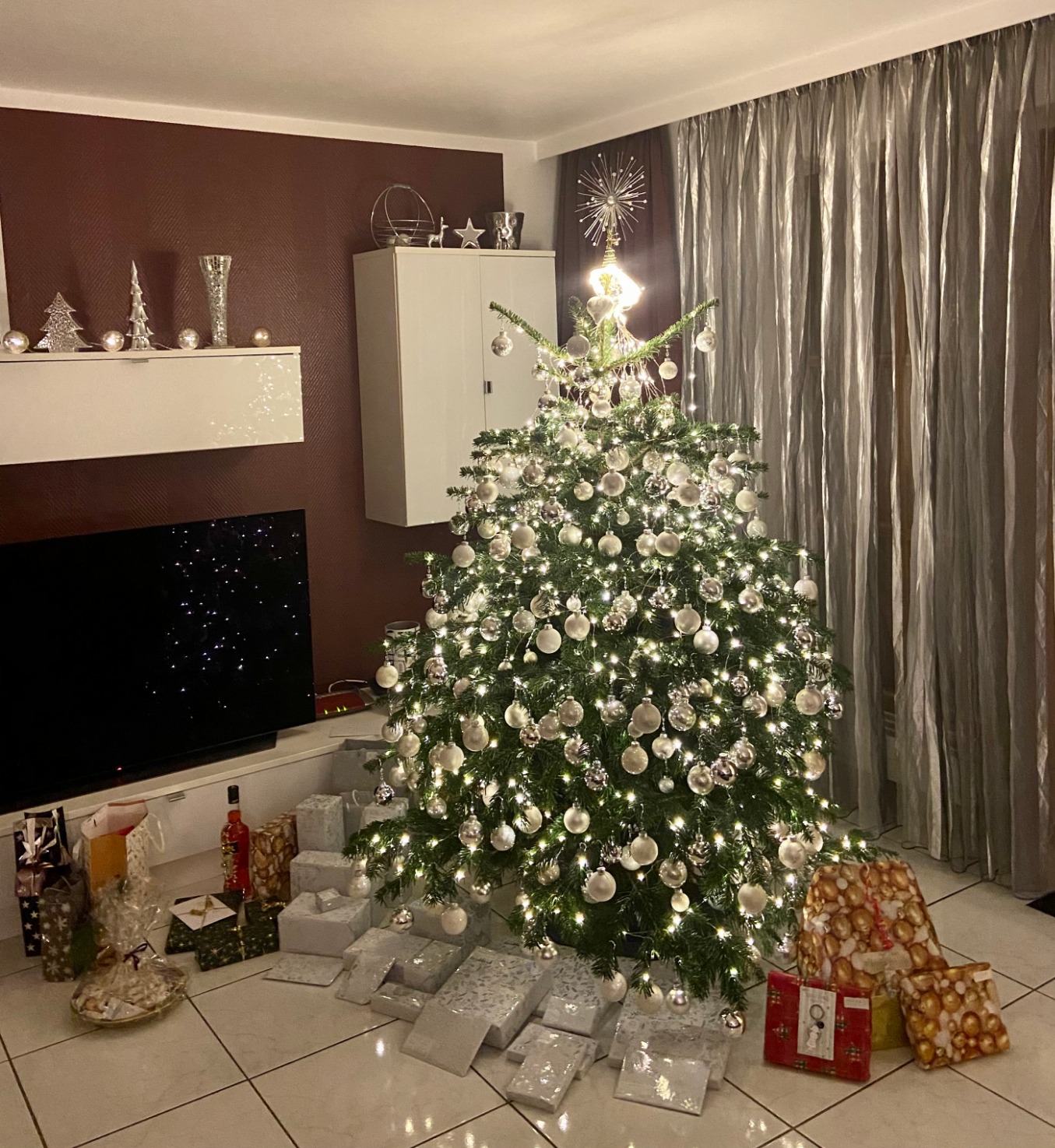Lunartec Lichtervorhang Baum Christbaum Lichterkette 720 LEDs warmweiß
