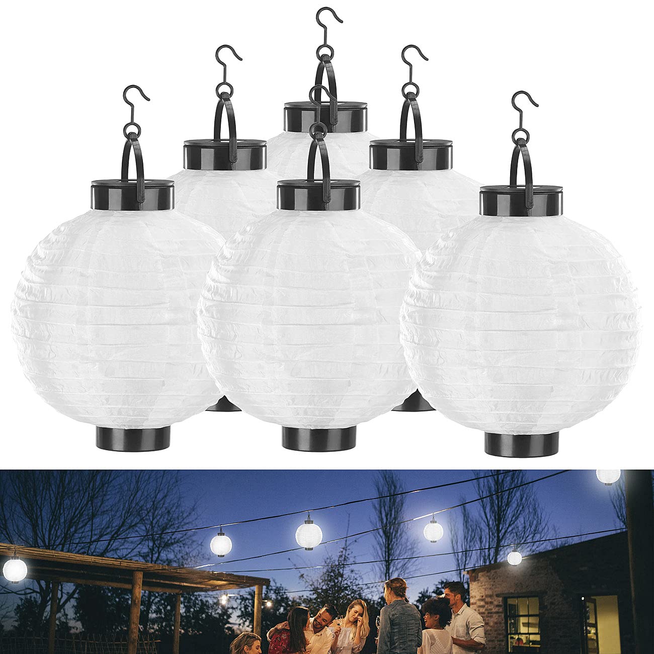 Lunartec Licht-Dekoration Solar-LED-Lampion 6er-Set warmweiß