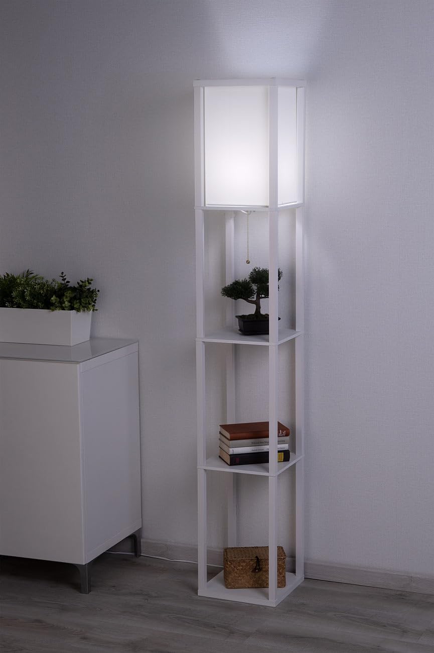 Lunartec Innenbeleuchtung Regal-Stehlampe Holz weiß E27 160 cm