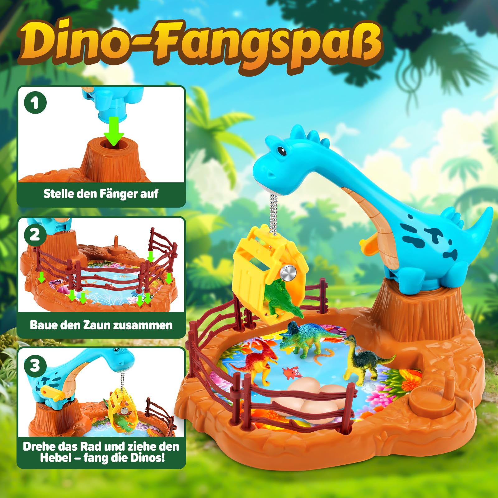 WEARXI Spielzeug Dino Greifspiel mit 10 Dinosauriern