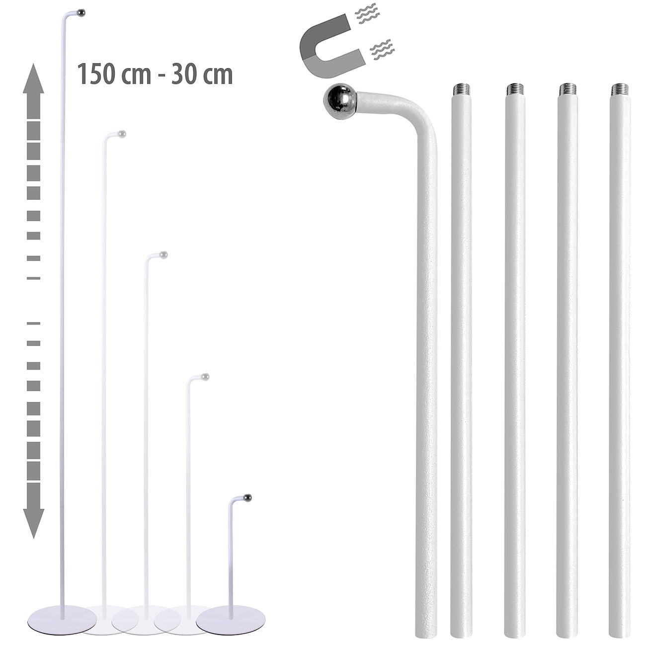 Lunartec Innenbeleuchtung Bodenständer magnetisch 150 cm weiß
