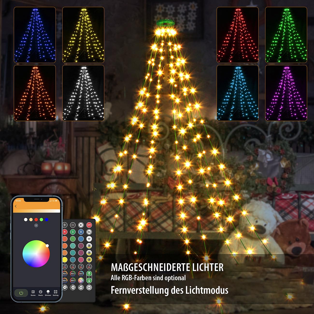 Lunartec Licht-Dekoration Tannenbaumüberwurf 180 LEDs 1,8m