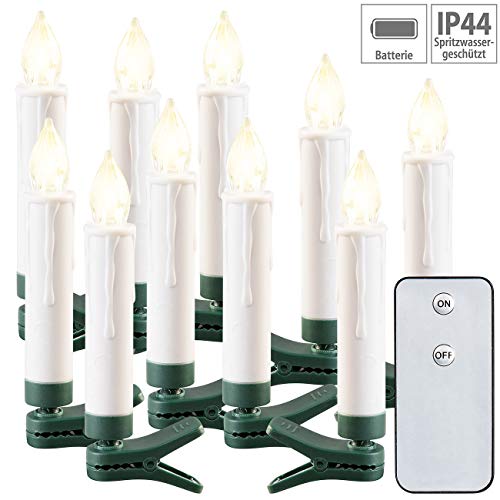 Lunartec Licht-Dekoration LED-Weihnachtsbaum-Kerzen 10er-Set IP44