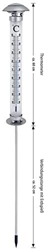 Bonetti Solar Lights Gartenthermometer 112cm kaltweiß mit Erdspieß