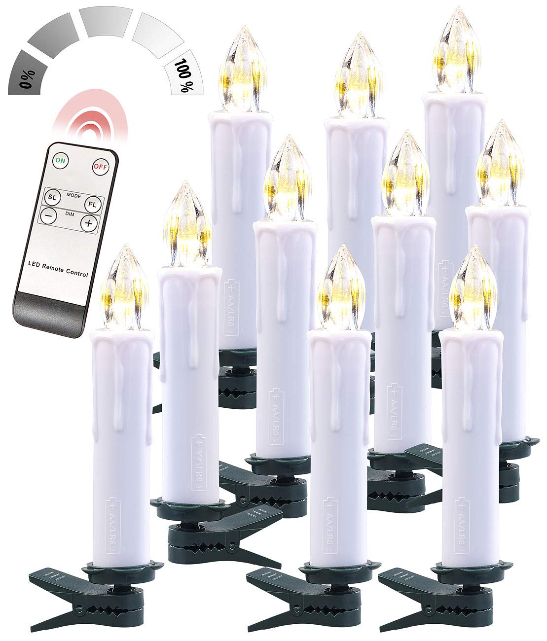 Lunartec Licht-Dekoration Funk-LED-Kerzen weiß 10er Set