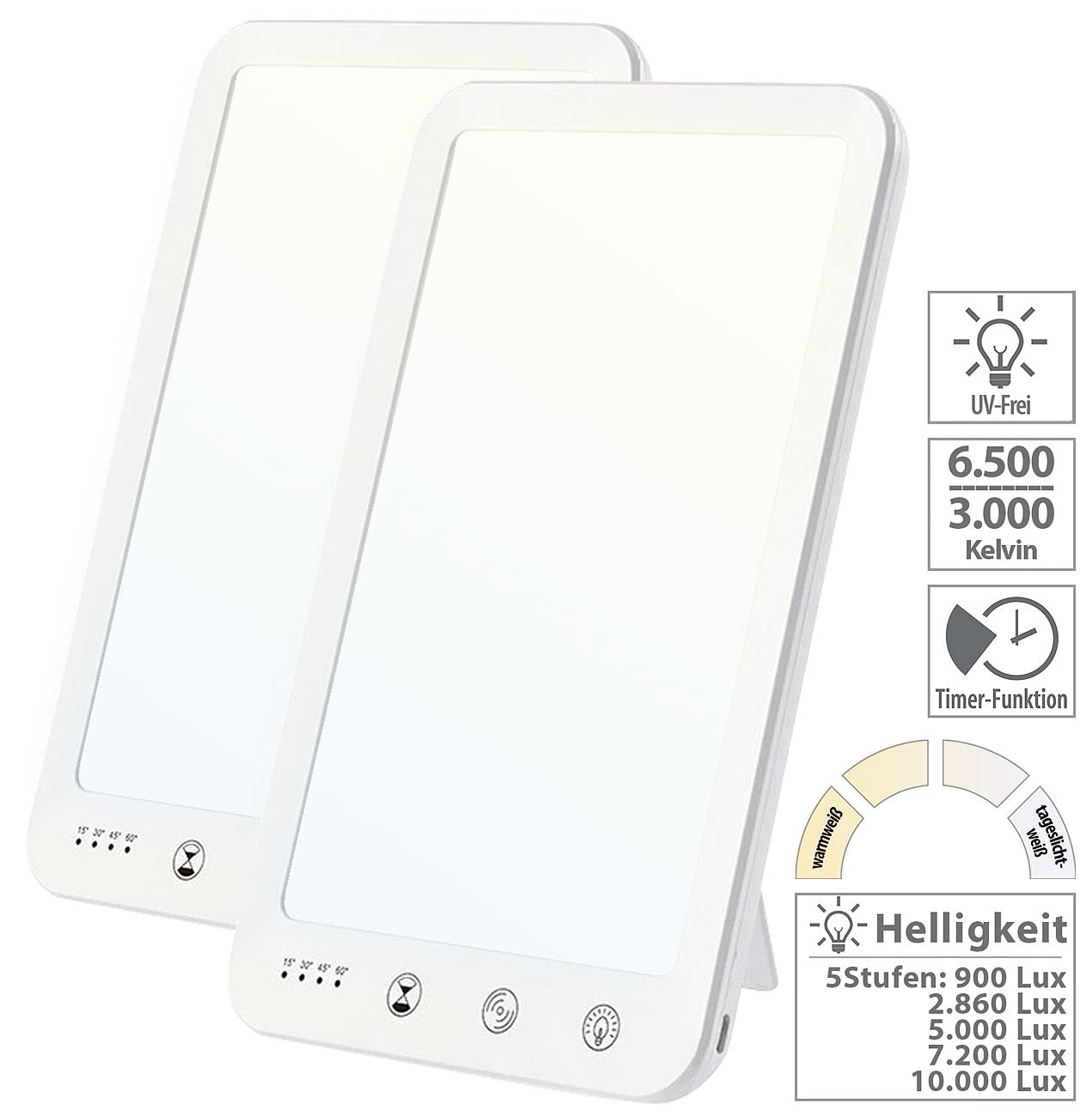 Lunartec Innenbeleuchtung Tageslichtlampe 10000 Lux 2er Set