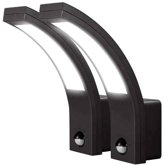Lunartec Außenbeleuchtung LED-Wandleuchte 2er-Set mit Bewegungsmelder