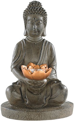Lunartec Licht-Dekoration Solar-Buddha 28 cm Steinoptik bronze