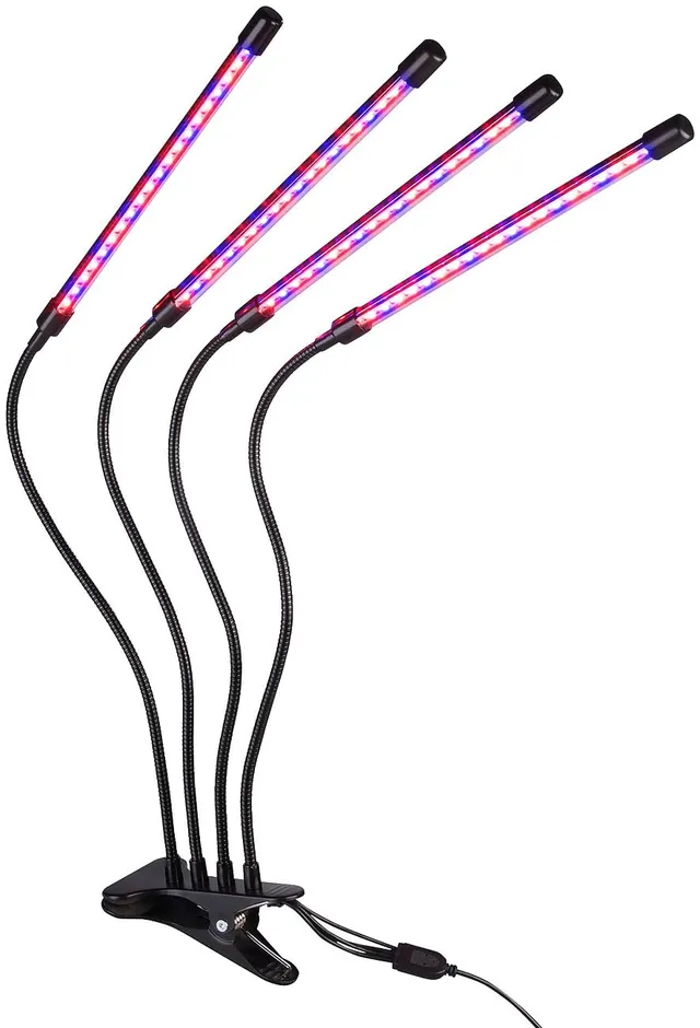 Lunartec Leuchtmittel Pflanzenlampe 4 Schwanenhälse Timer