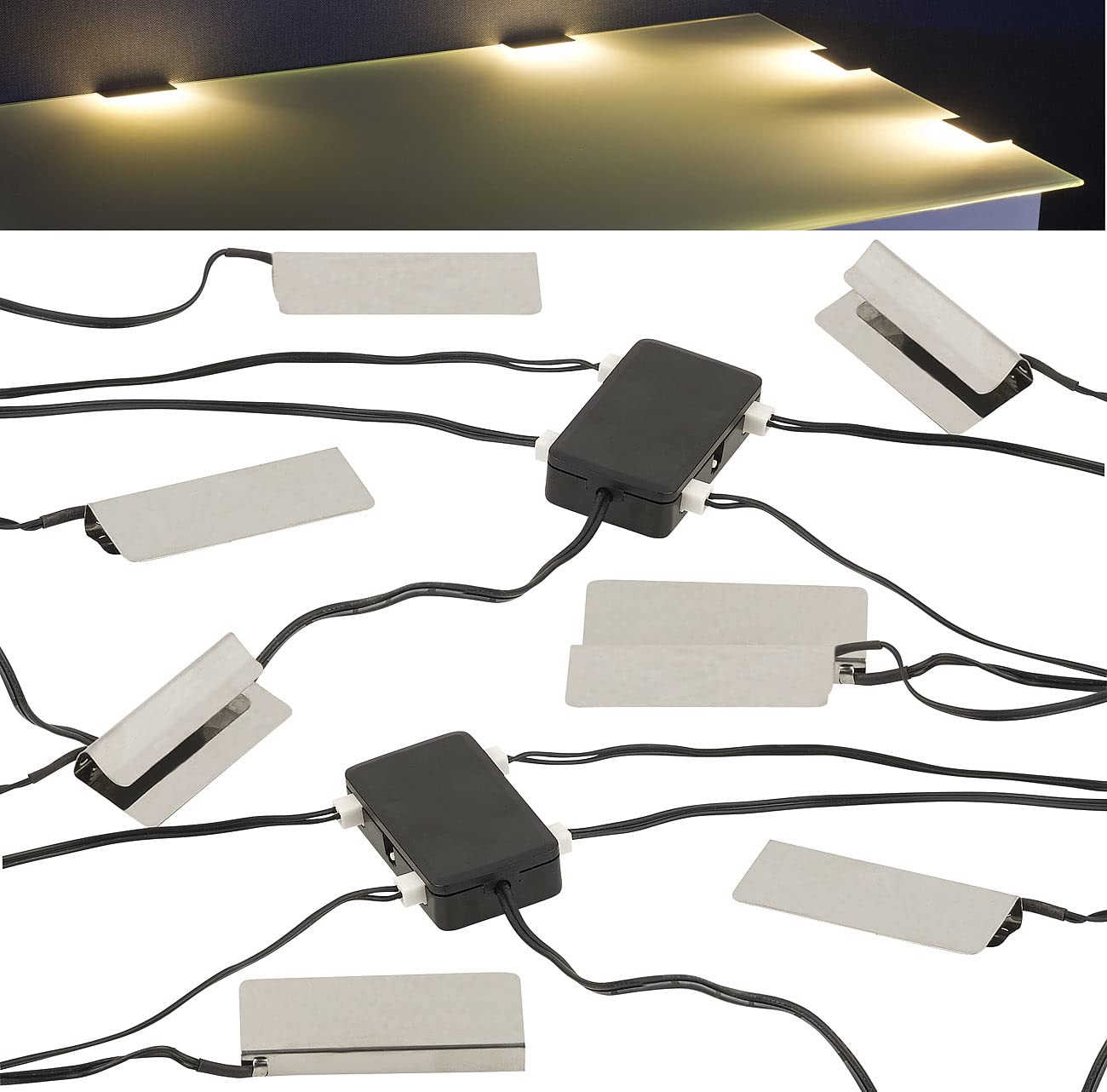 Lunartec Innenbeleuchtung LED-Glasbodenbeleuchtung 2er-Set warmweiß