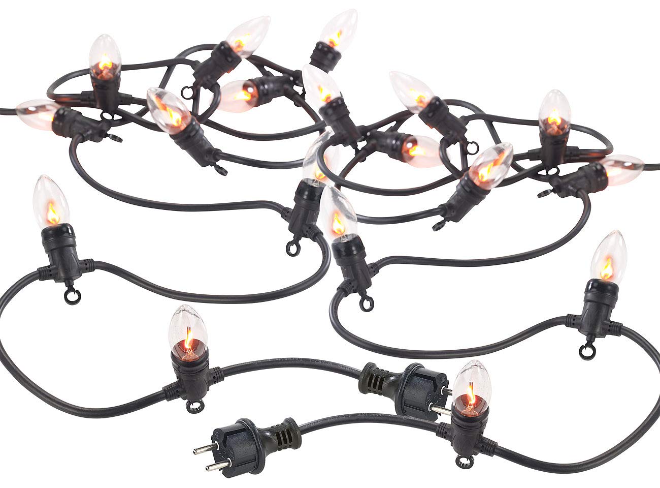 Lunartec Licht-Dekoration Feuer Lichterkette 2er-Set 4,2m Flammeneffekt