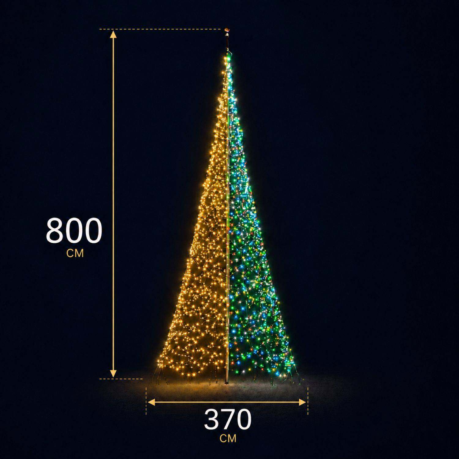 Fairybell Premium Weihnachtsbaum 8 m 3024 LED warmweiß-bunt