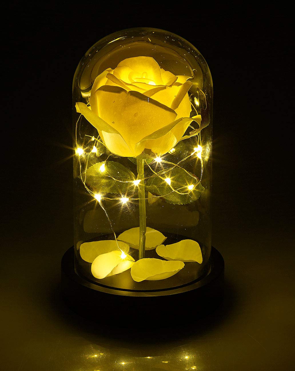 Lunartec LED Rose im Glas weiß warmweiß 25 LEDs Batterie