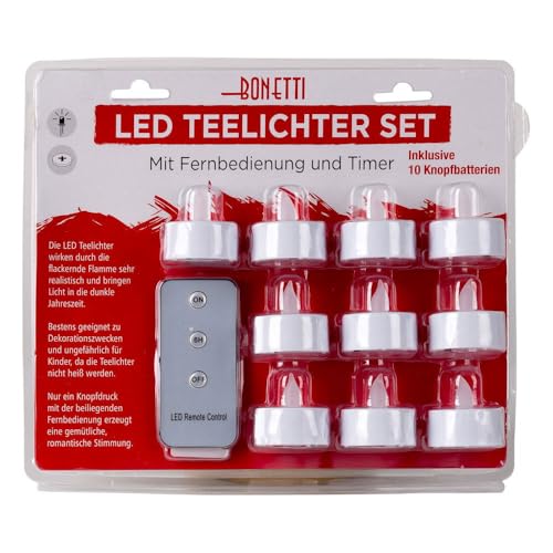 Bonetti LED Teelichter warmweiß 10er-Set mit Timer
