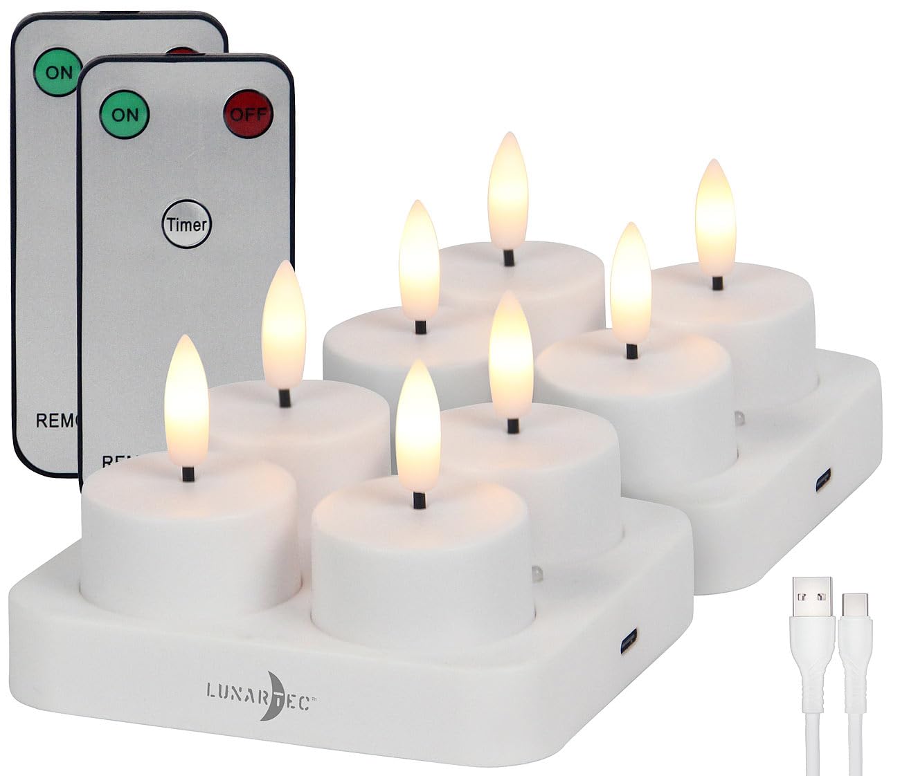 Lunartec Licht-Dekoration LED-Teelichter Akku 8er-Set mit Timer