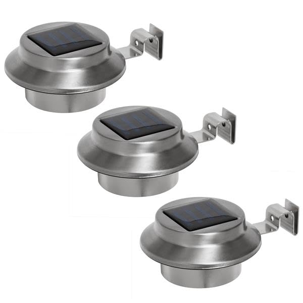Bonetti Solar Lights Dachrinnenleuchte 3er-Set Edelstahl