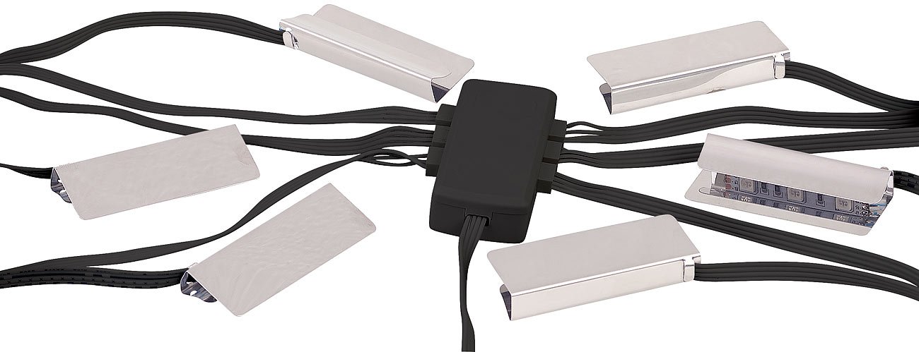 Lunartec Innenbeleuchtung LED-Glasbodenbeleuchtung 2er-Set RGB