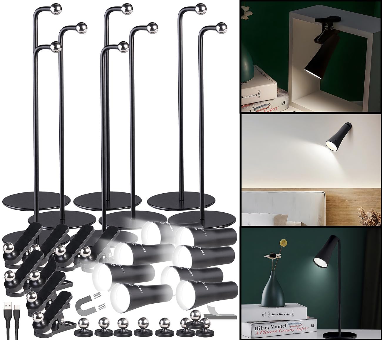Lunartec Taschenlampen 4in1 Akku-Lampe 8er-Set schwarz 150lm