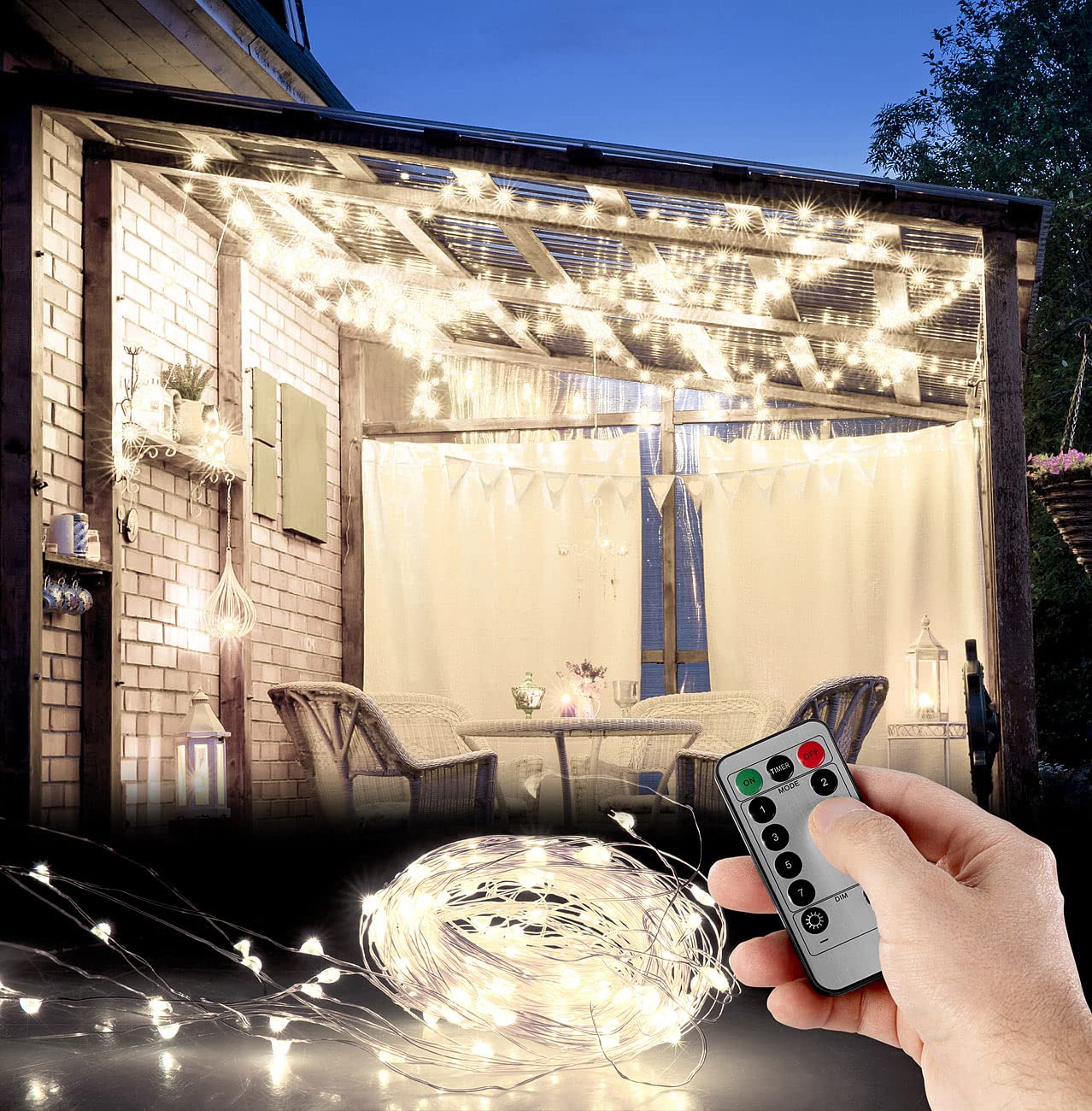 Lunartec Licht-Dekoration Lichtervorhang 3x3m 300 LEDs weiß