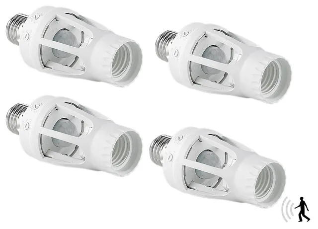 Lunartec Leuchtmittel Lampenfassung E27 4er mit Bewegungsmelder