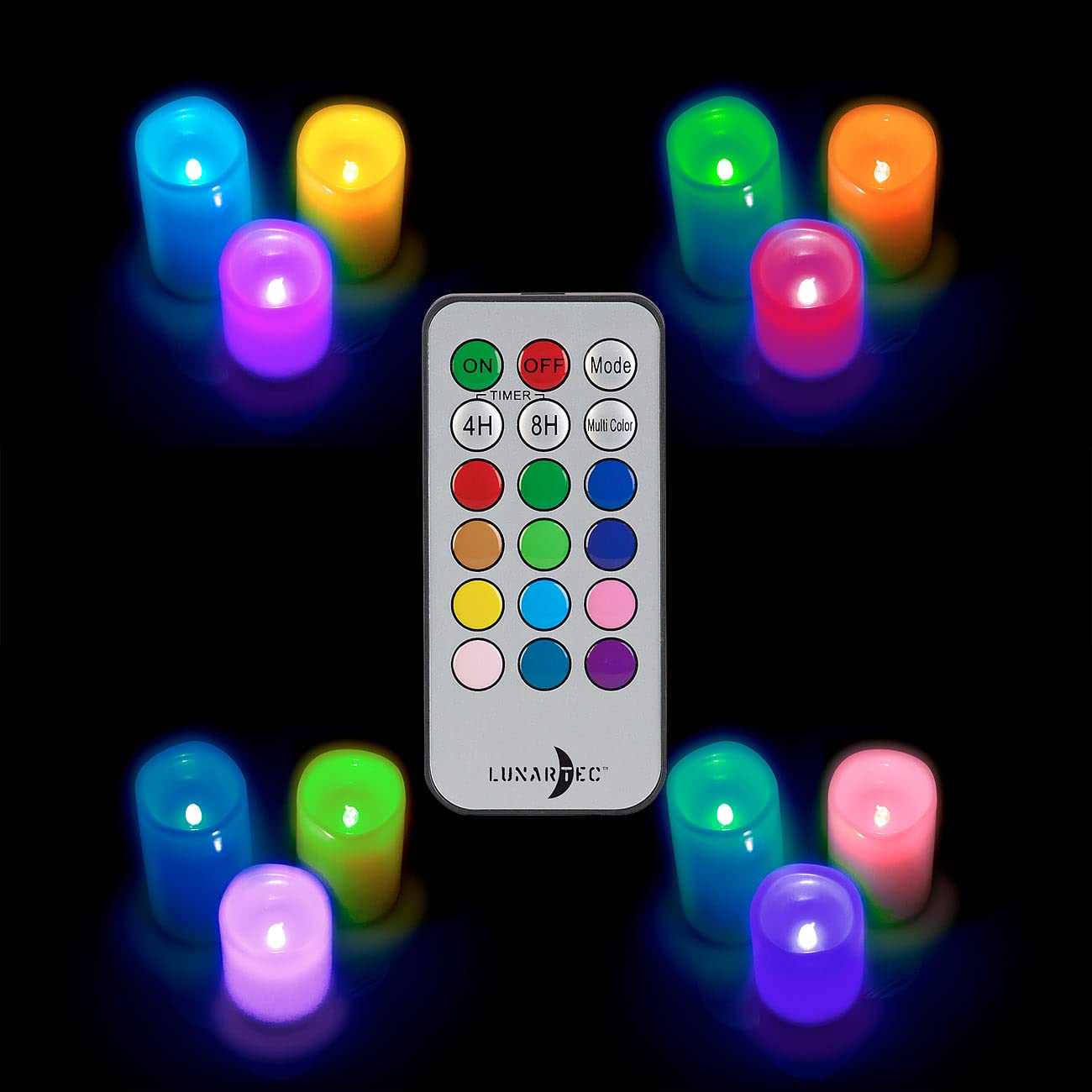 Lunartec Licht-Dekoration RGB LED-Kerzen 6er-Set bunt mit Timer