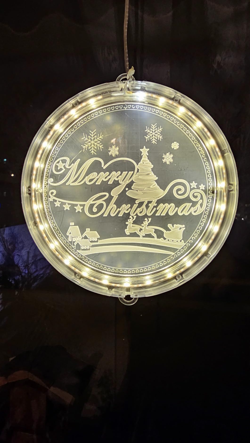 Lunartec Licht-Dekoration Fensterlicht Merry Christmas 26 LEDs Ø 16 cm