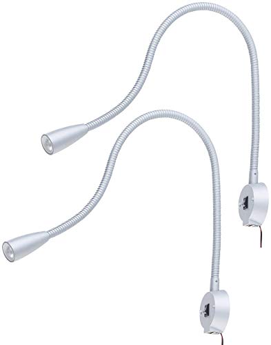 Lunartec LED Lese-Bettleuchten 2er-Set USB Schwanenhals