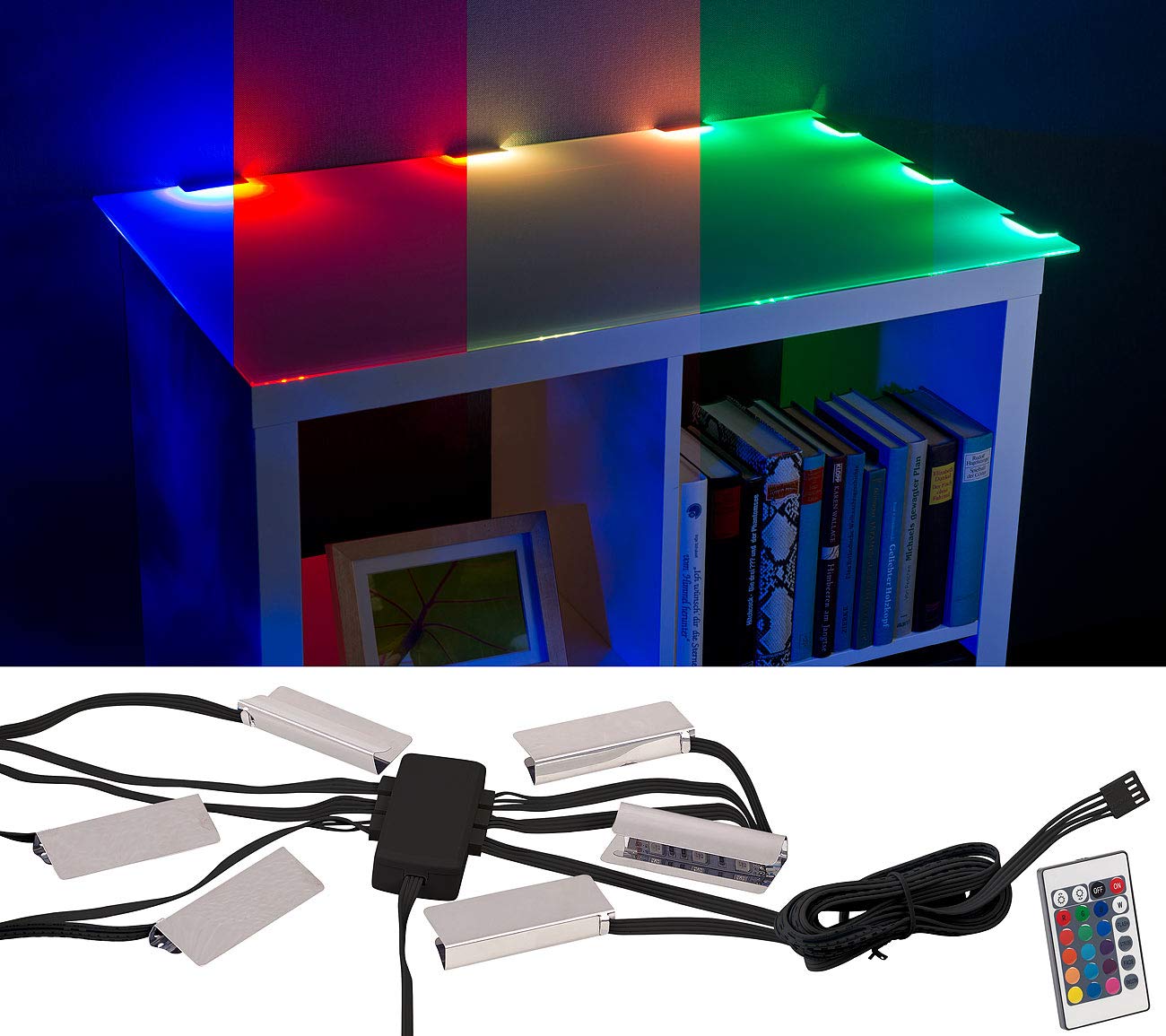 Lunartec Innenbeleuchtung Glasbodenbeleuchtung RGB 6er-Set Fernbedienung