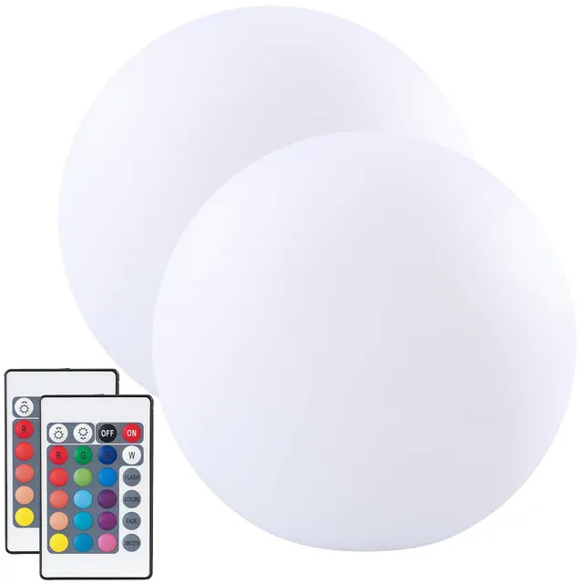Lunartec Licht-Dekoration Akku-Leuchtkugeln 2er-Set Ø20cm RGBW
