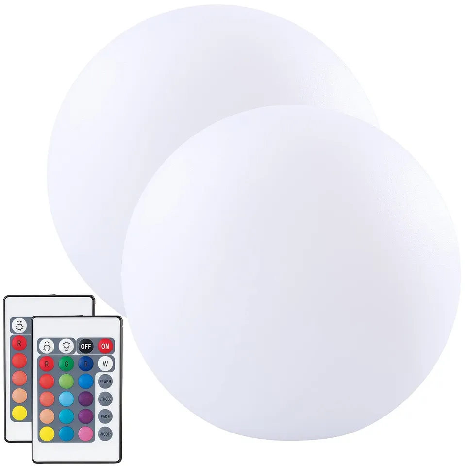 Lunartec Licht-Dekoration Akku-Leuchtkugeln 2er-Set Ø20cm RGBW