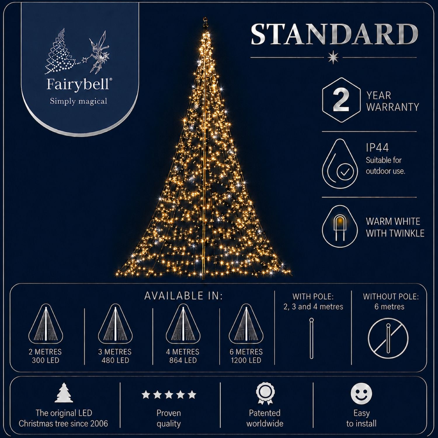 Fairybell Standard 6 m Lichterbaum warmweiß Twinkle ohne Mast