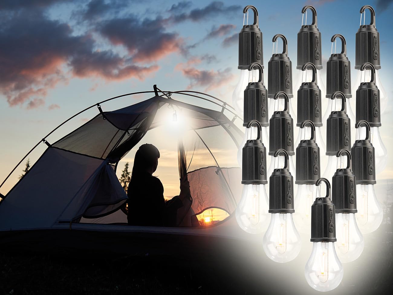 Lunartec Leuchtmittel LED-Akku-Glühbirne 16er-Set 120 Lumen USB