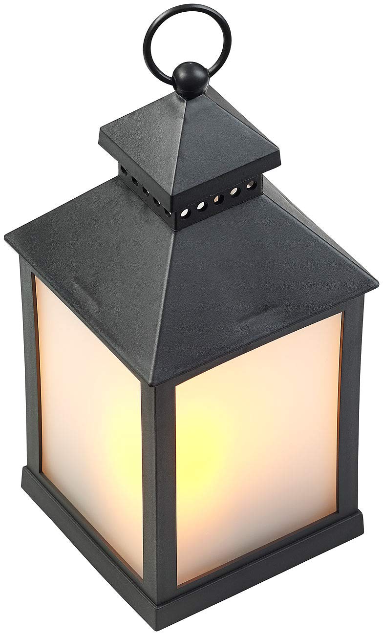 Lunartec Außenbeleuchtung LED-Laterne Flammenspiel 2er-Set schwarz