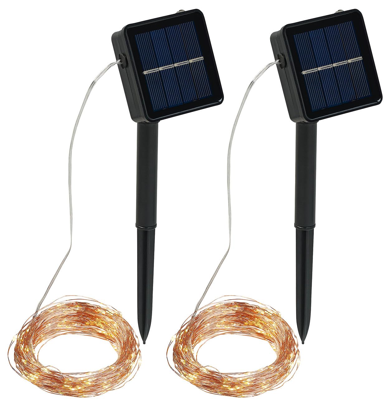 Lunartec Licht-Dekoration Solar-Lichterkette Kupfer 20m 200 LED 2er