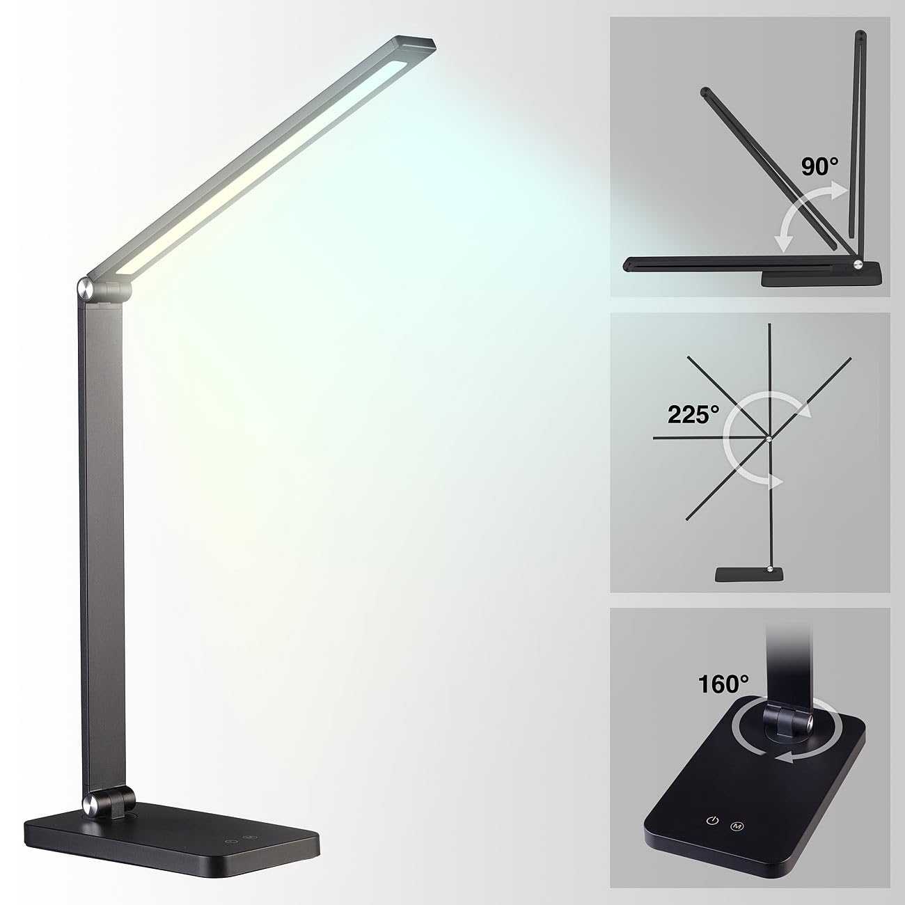 Lunartec Innenbeleuchtung Schreibtischlampe USB-C 660 lm schwarz